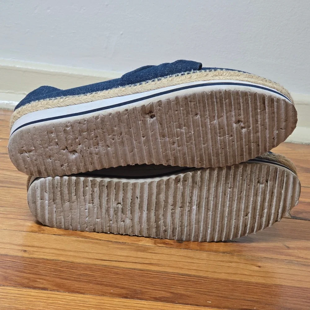 Esprit Hollis Shoe Platform Wedge Espadrille Womens 9 Blue Denim